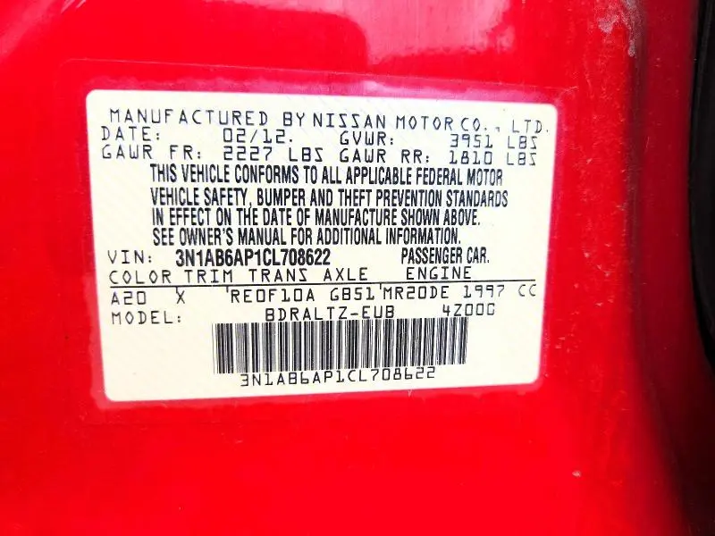 2012 NISSAN SENTRA 2.0  
