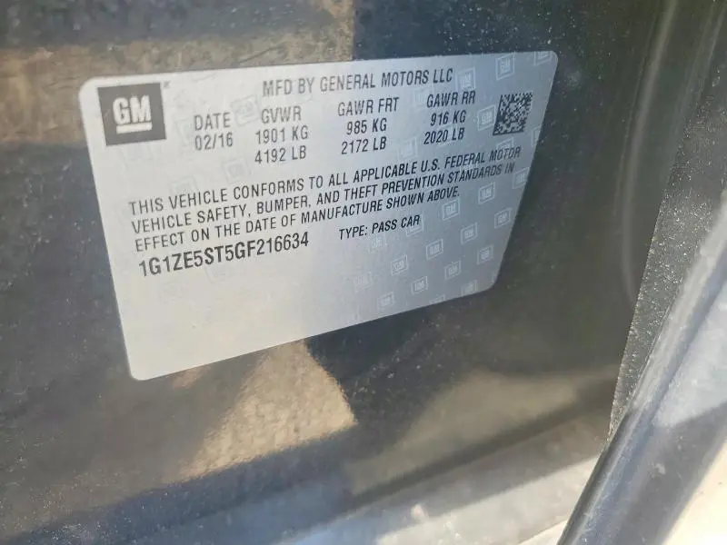 2016 CHEVROLET MALIBU LT  