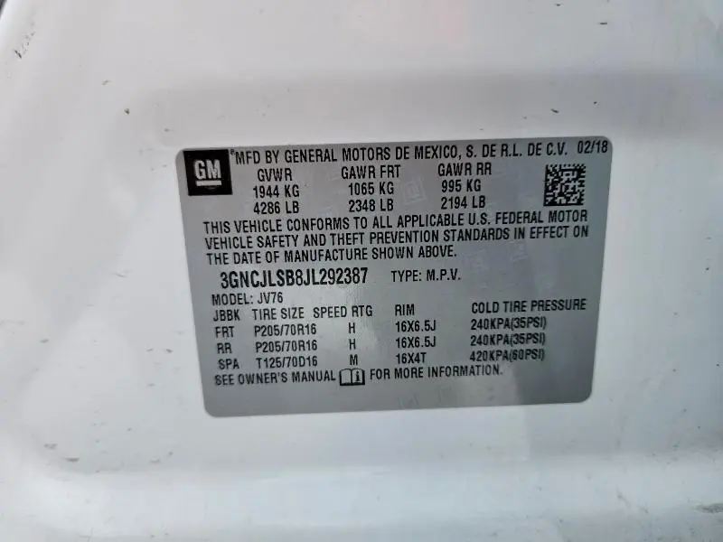 2018 CHEVROLET TRAX   