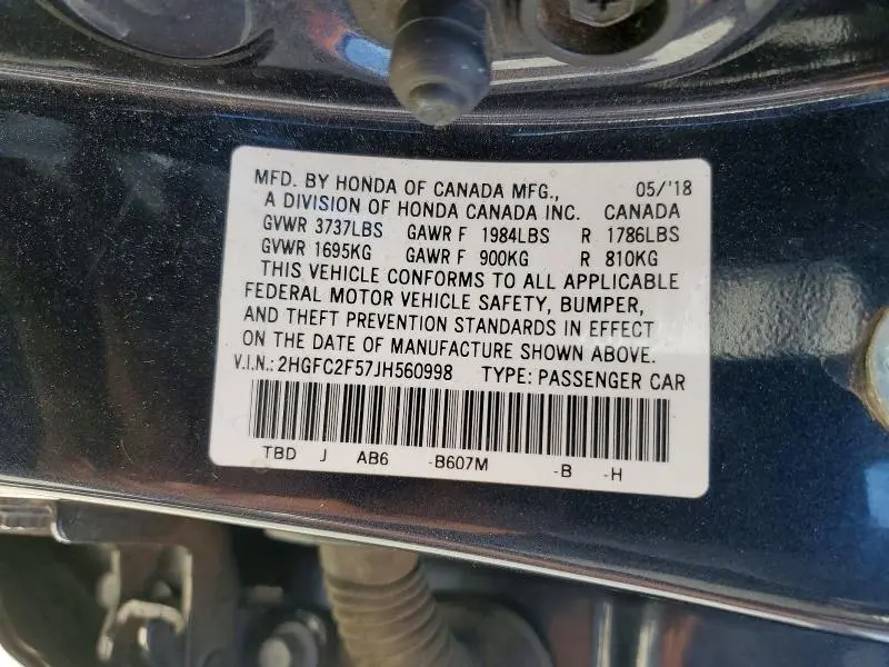 2018 HONDA CIVIC LX  