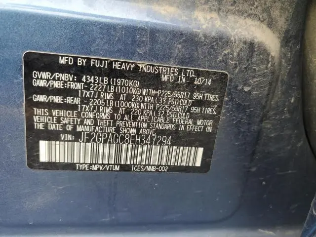 2014 SUBARU XV CROSSTREK 2.0 LIMITED  
