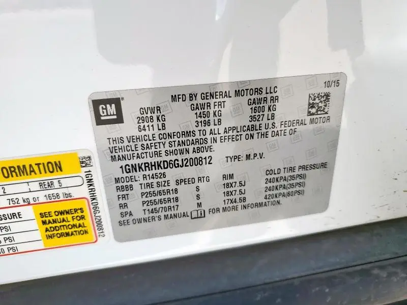 2016 CHEVROLET TRAVERSE LT