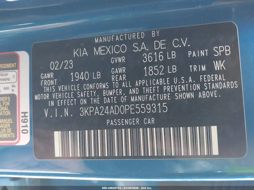 2023 KIA RIO S