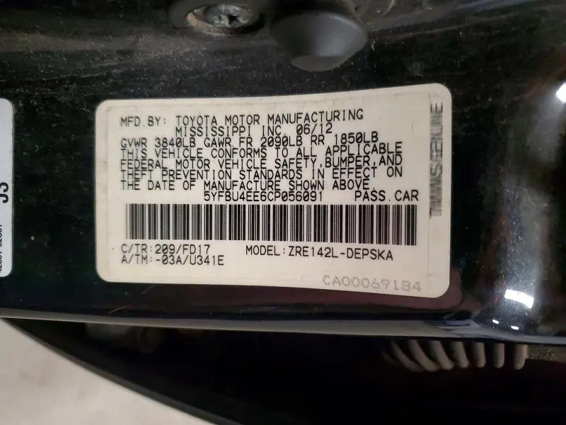 2012 TOYOTA COROLLA S  