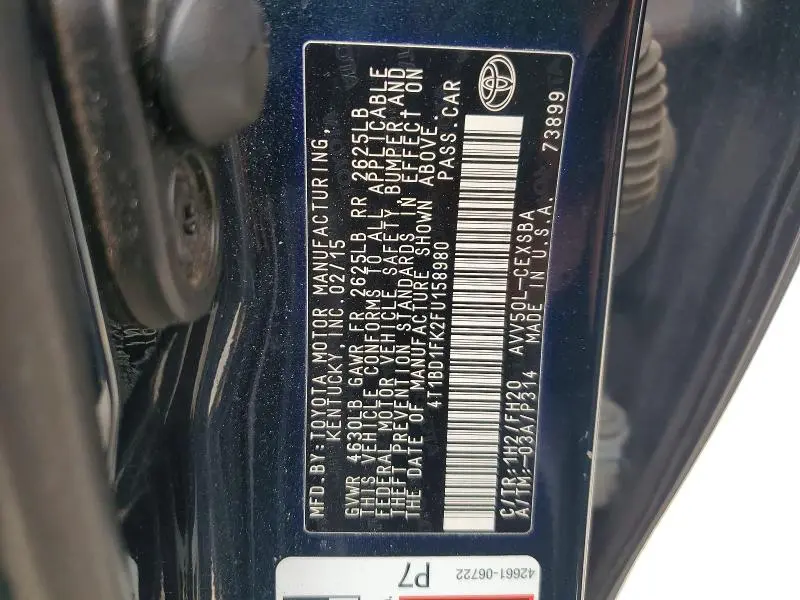 2015 TOYOTA CAMRY   