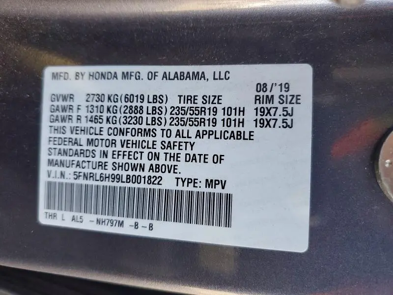 2020 HONDA ODYSSEY ELITE  