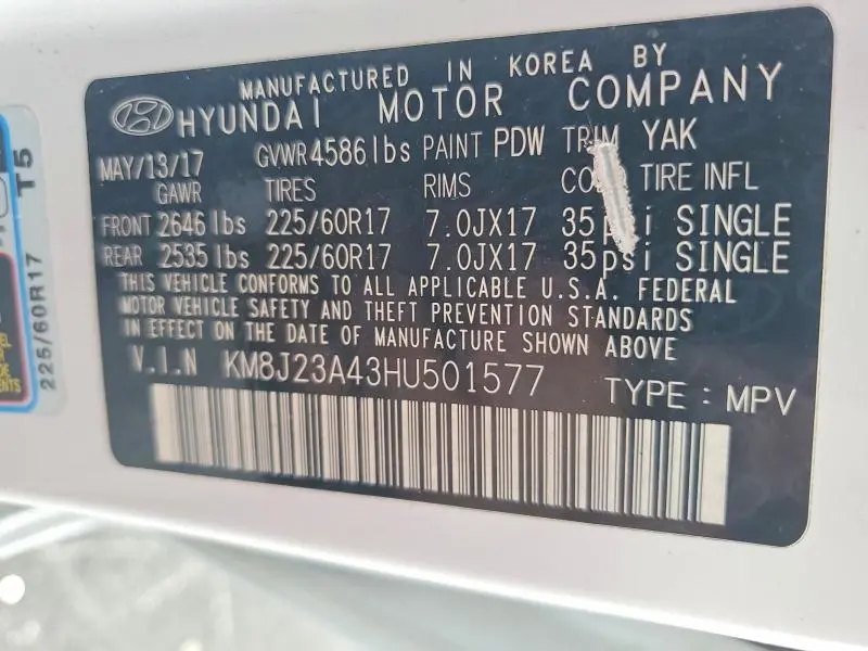 2017 HYUNDAI TUCSON SE  