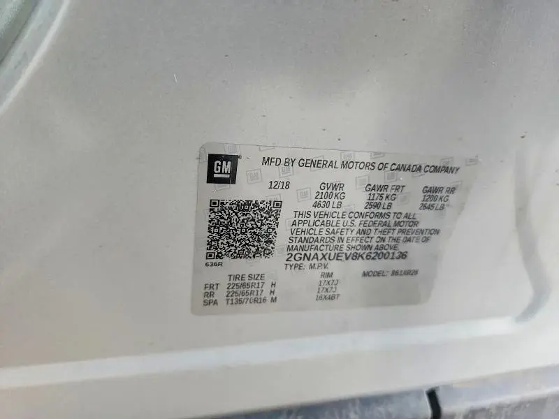 2019 CHEVROLET EQUINOX LT  