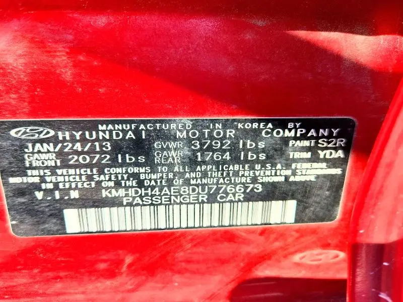 2013 HYUNDAI ELANTRA GLS  