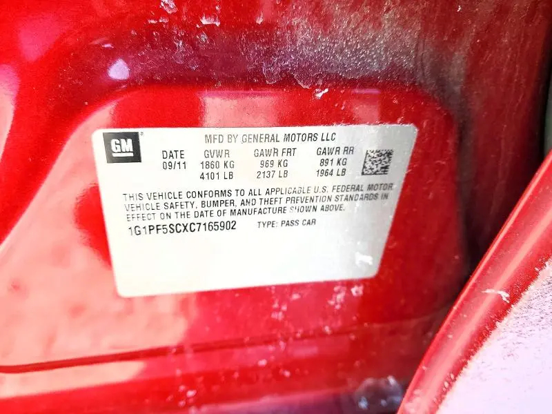 2012 CHEVROLET CRUZE LT  
