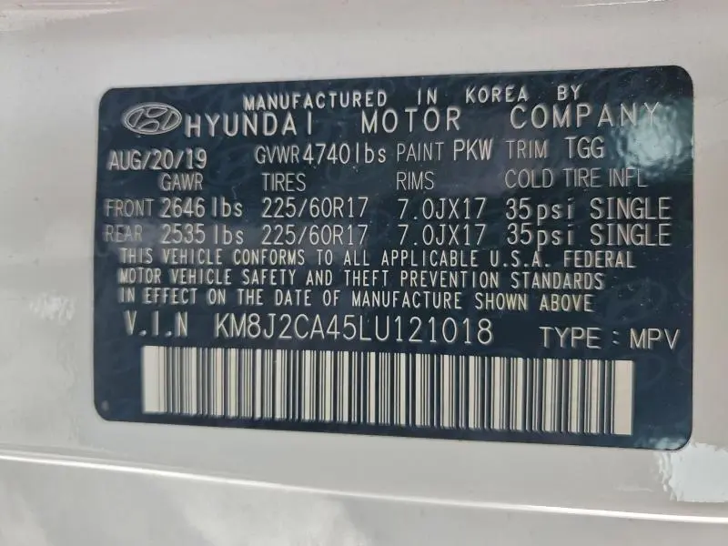 2020 HYUNDAI TUCSON SE  