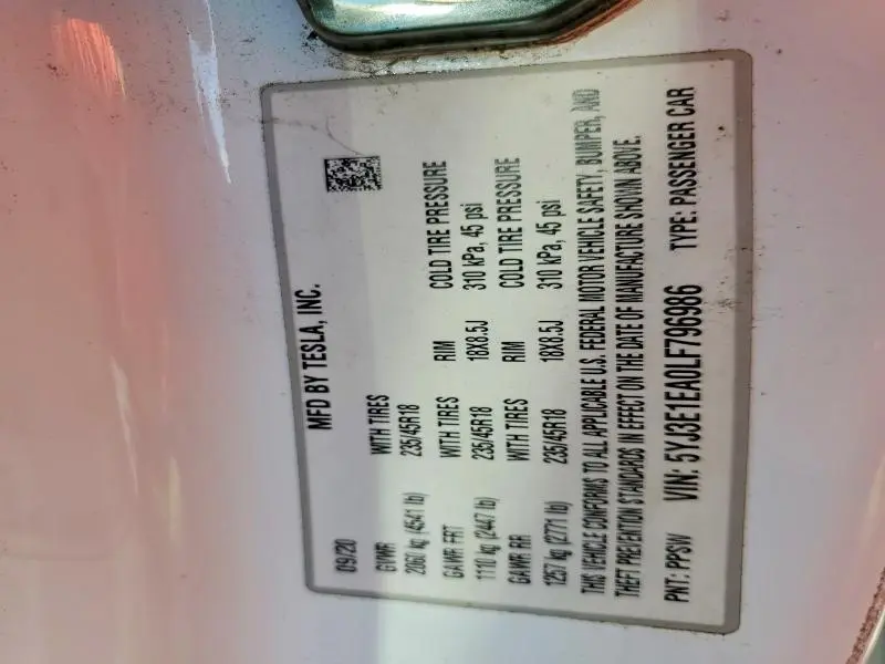 2020 TESLA MODEL 3   