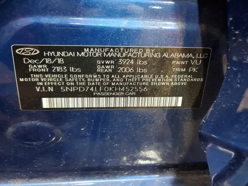 2019 HYUNDAI ELANTRA SE  