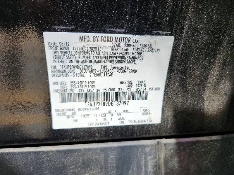 2013 FORD TAURUS LIMITED  