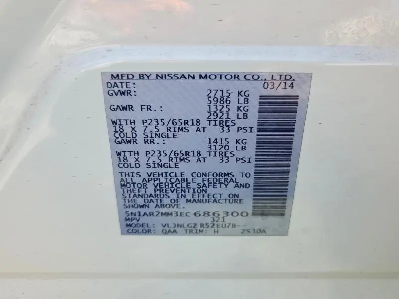 2014 NISSAN PATHFINDER SL  