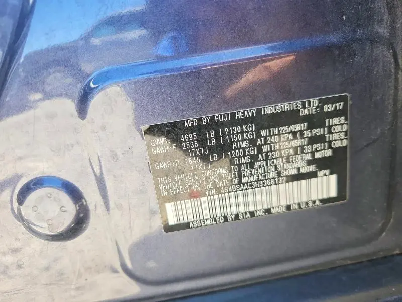 2017 SUBARU OUTBACK 2.5I  