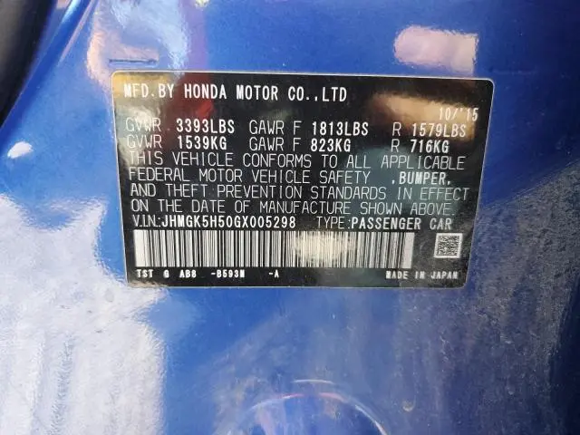 2016 HONDA FIT LX
