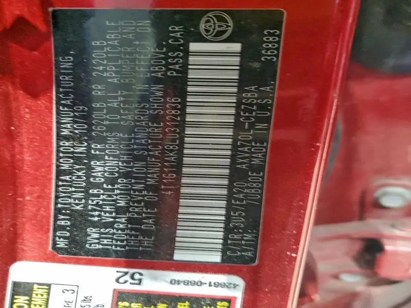 2020 TOYOTA CAMRY SE  