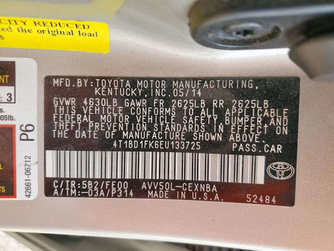 2014 TOYOTA CAMRY HYBRID  