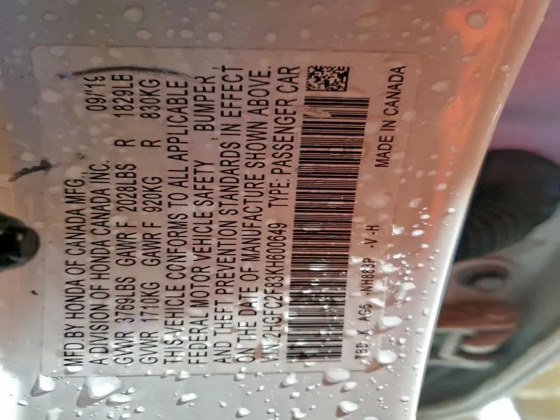 2019 HONDA CIVIC SPORT  