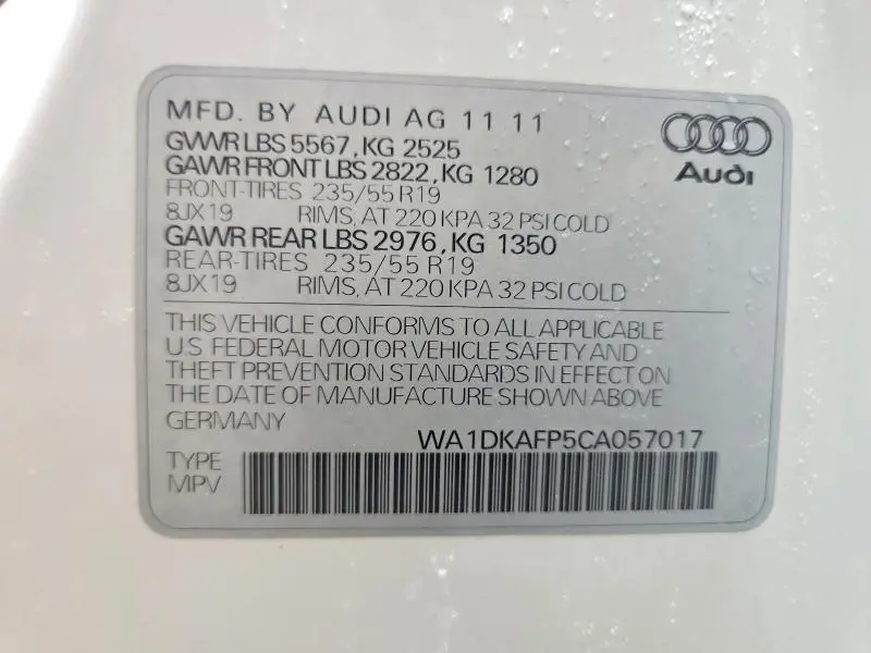 2012 AUDI Q5 PREMIUM PLUS  