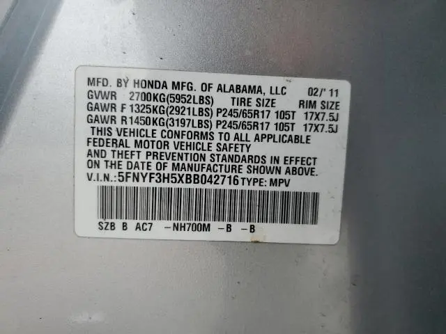 2011 HONDA PILOT EXL