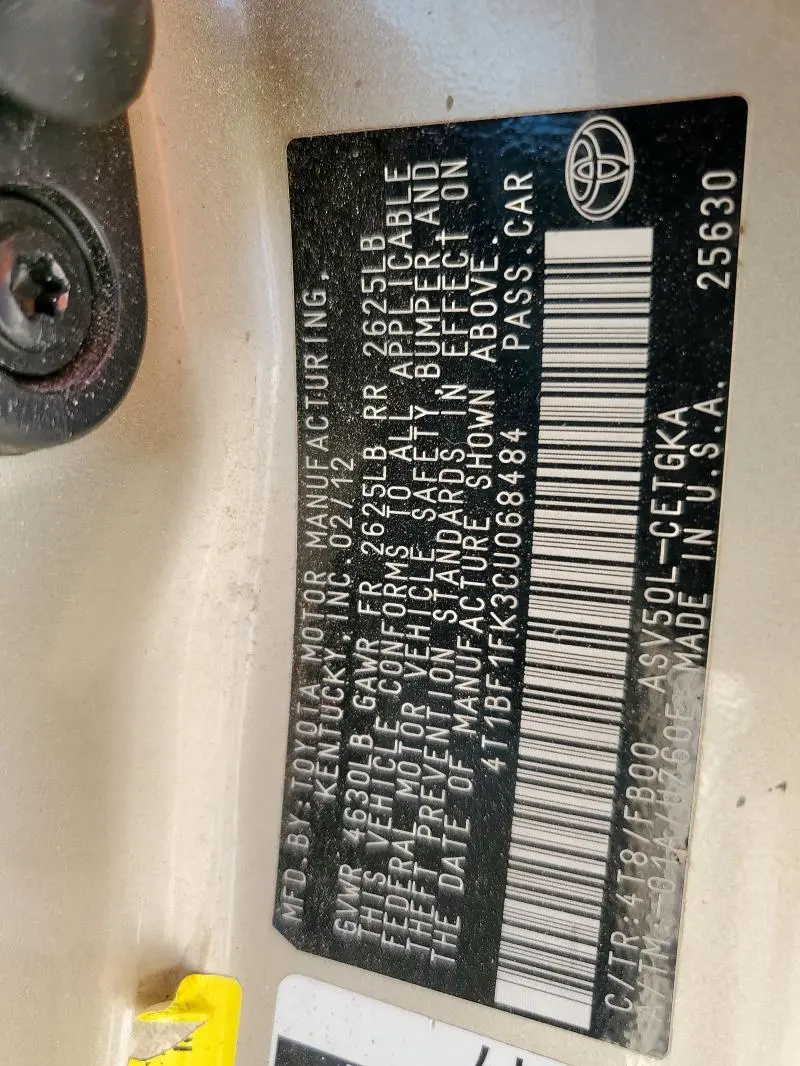 2012 TOYOTA CAMRY BASE