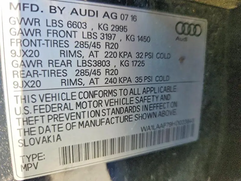 2017 AUDI Q7 PREMIUM PLUS  