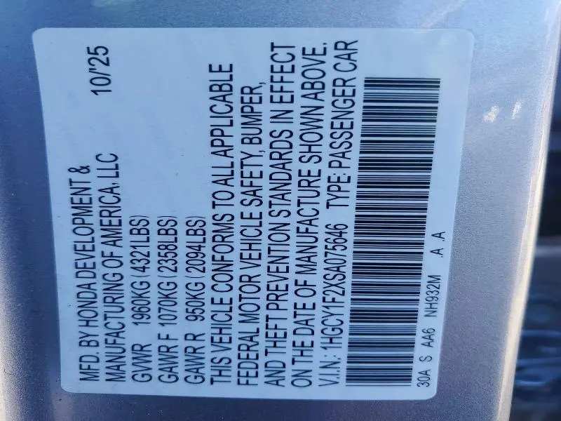 2025 HONDA ACCORD LX  