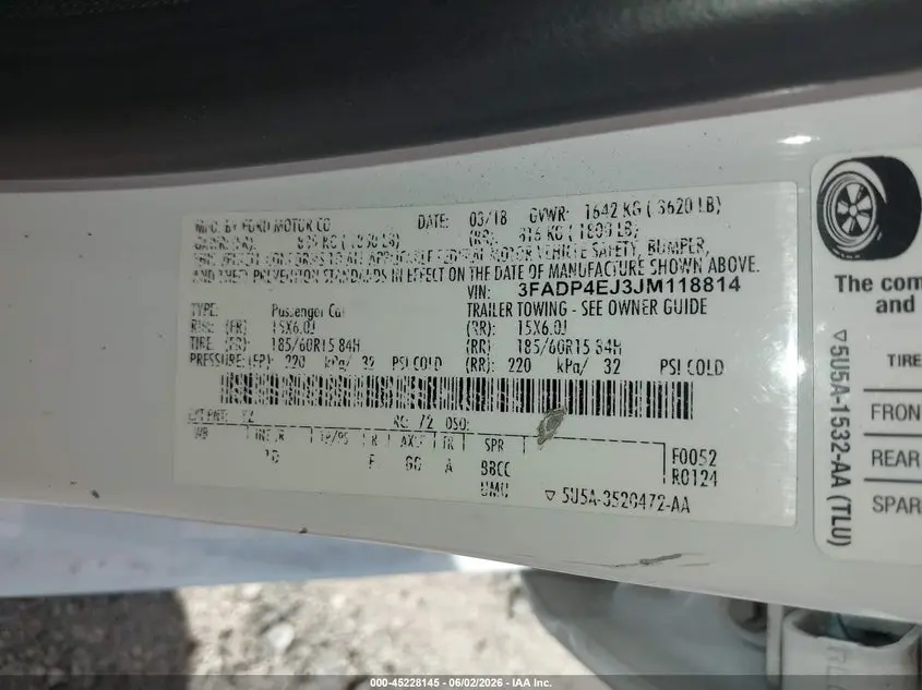 2018 FORD FIESTA SE