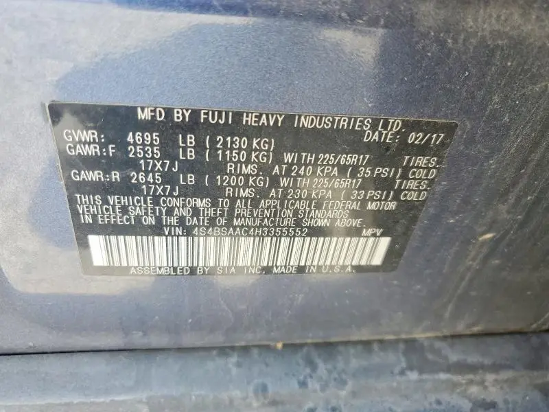 2017 SUBARU OUTBACK 2.5I  