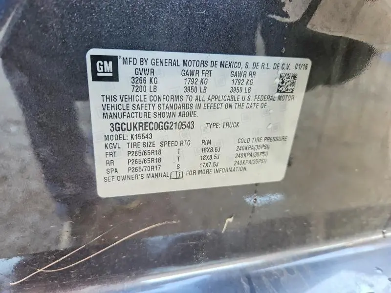 2016 CHEVROLET SILVERADO K1500 LT  