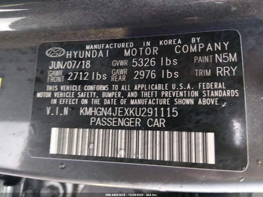 2019 GENESIS G80 3.8