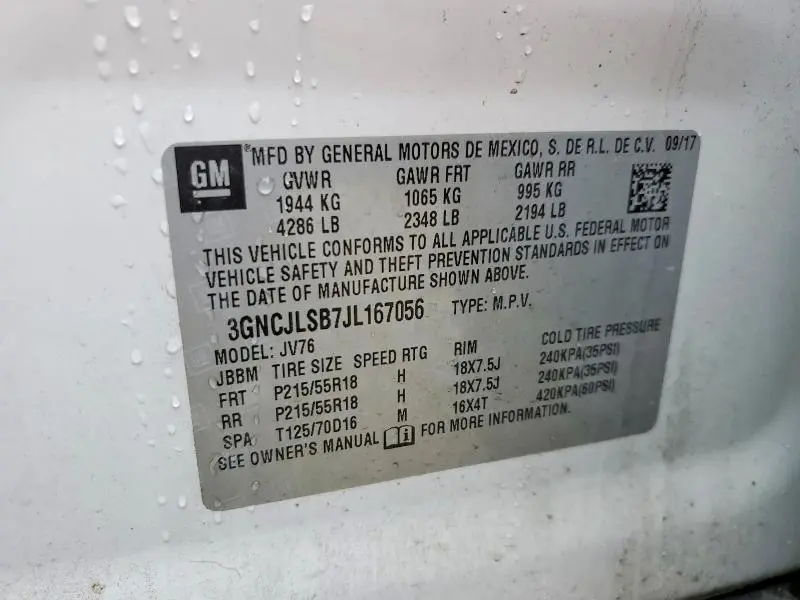 2018 CHEVROLET TRAX 1LT  