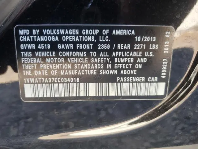2014 VOLKSWAGEN PASSAT S  
