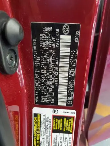 2018 TOYOTA CAMRY LE  