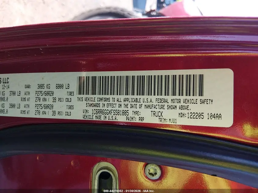 2015 RAM 1500 LONE STAR