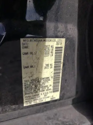 2017 NISSAN ALTIMA 2.5  