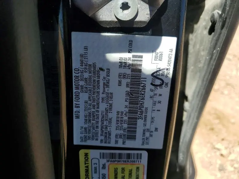 2014 FORD FUSION SE  
