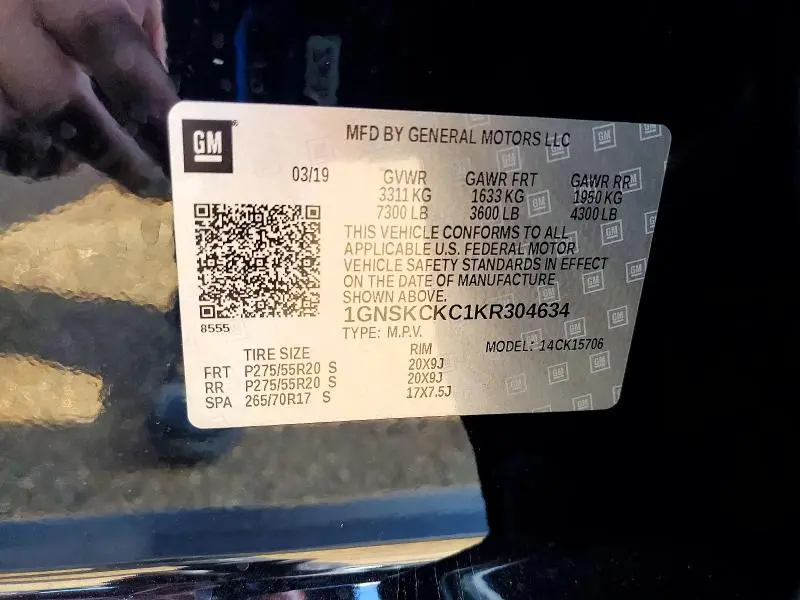2019 CHEVROLET TAHOE K1500 PREMIER  