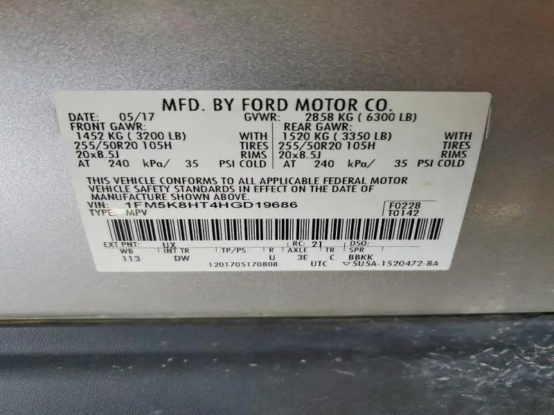 2017 FORD EXPLORER PLATINUM  