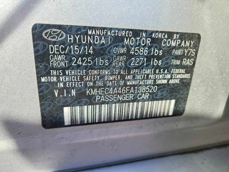 2015 HYUNDAI SONATA HYBRID  