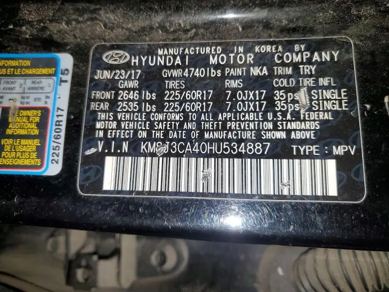 2017 HYUNDAI TUCSON SE  