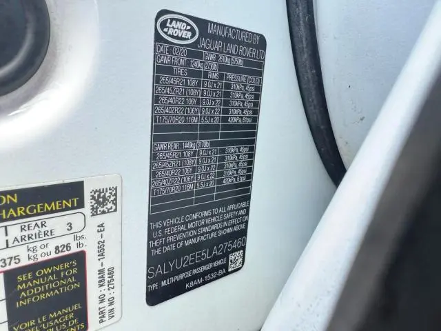 2020 LAND ROVER RANGE ROVER VELAR SV AUTOBIOGRAPHY DYNAMIC  