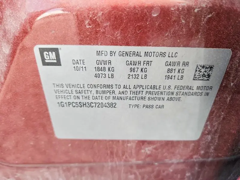2012 CHEVROLET CRUZE LS  
