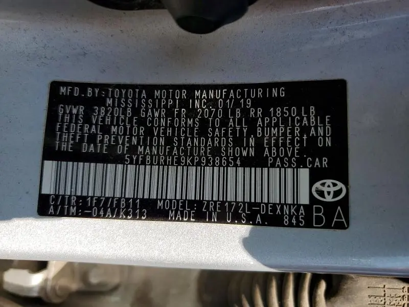 2019 TOYOTA COROLLA LE  