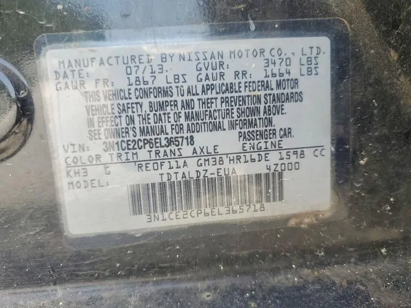 2014 NISSAN VERSA NOTE SV  