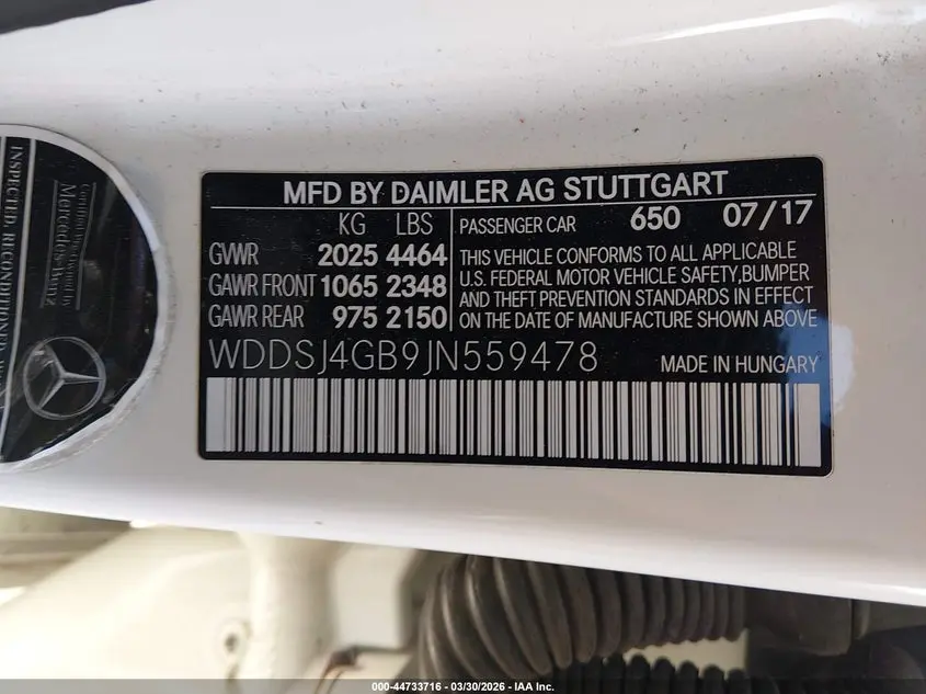2018 MERCEDES-BENZ CLA 250 4MATIC