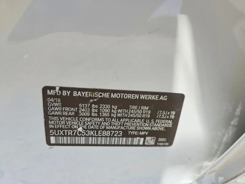 2019 BMW X3 SDRIVE30I  