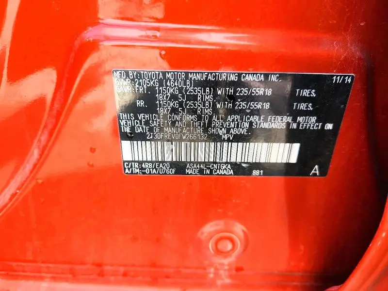 2015 TOYOTA RAV4 LIMITED  